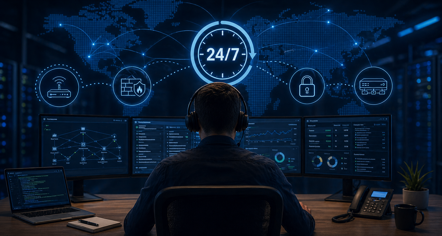 24/7-Fernwartung für Netzwerk- und Sicherheitsinfrastruktur